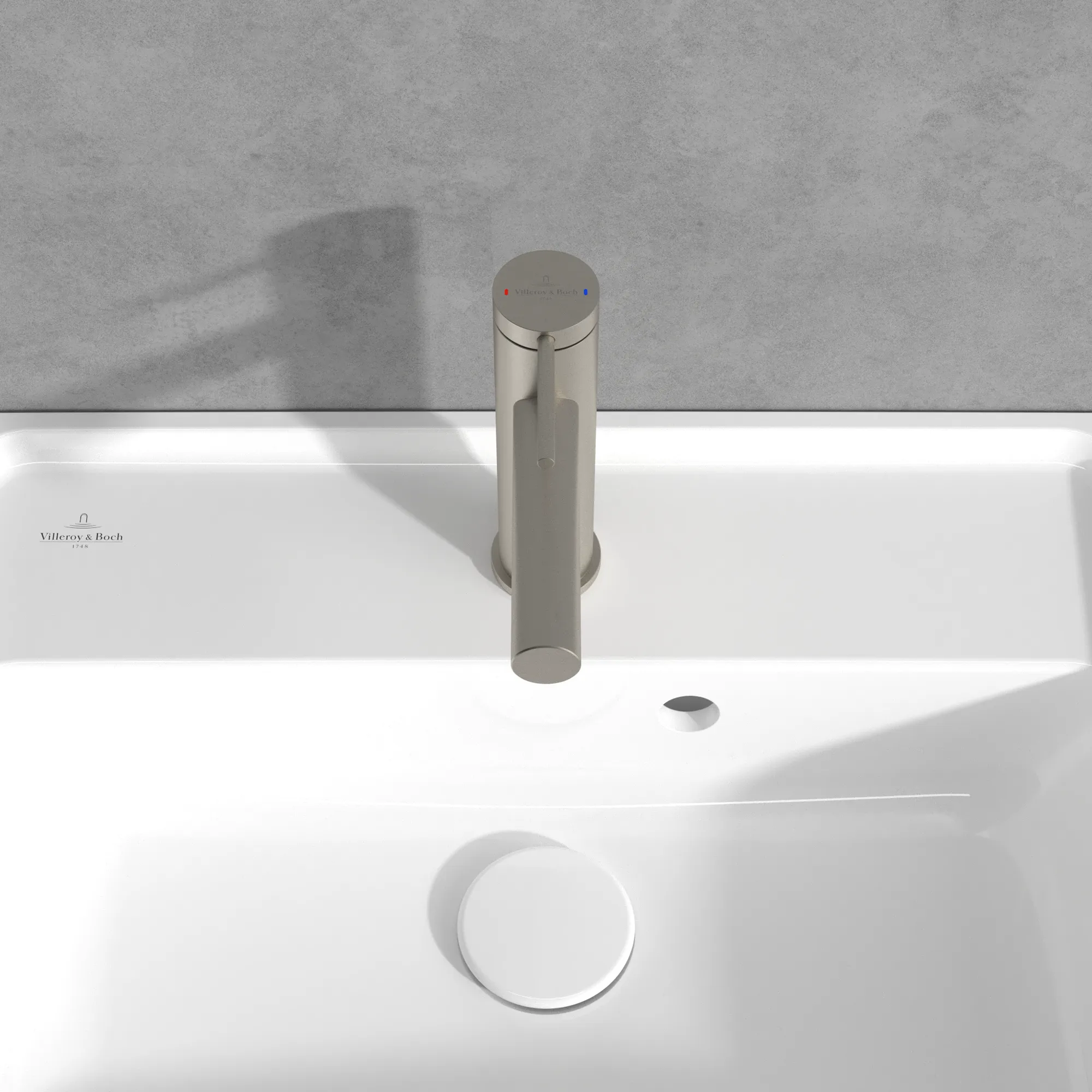 Villeroy & Boch Einhebel-Waschtischarmatur Loop & Friends, Brushed Nickel Matt, 38x145x166 mm, Höhe 166 mm, Wanneneinbaumaß 38x145 mm Villeroy & Boch Einhebel-Waschtischarmatur Loop & Friends, Brushed Nickel Matt, 38x145x166 mm, Höhe 166 mm, Wanneneinbaumaß 38x145 mm