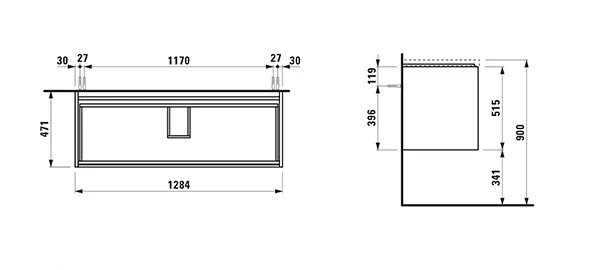 Waschtischunterbau LANI 471x1284x515 mit 2 Schubladen integrierter Griffleiste Vollauszug und Soft-Close für Waschtisch LIVING SQUARE H816345 weiß matt Waschtischunterbau LANI 471x1284x515 mit 2 Schubladen integrierter Griffleiste Vollauszug und Soft-Close für Waschtisch LIVING SQUARE H816345 weiß matt