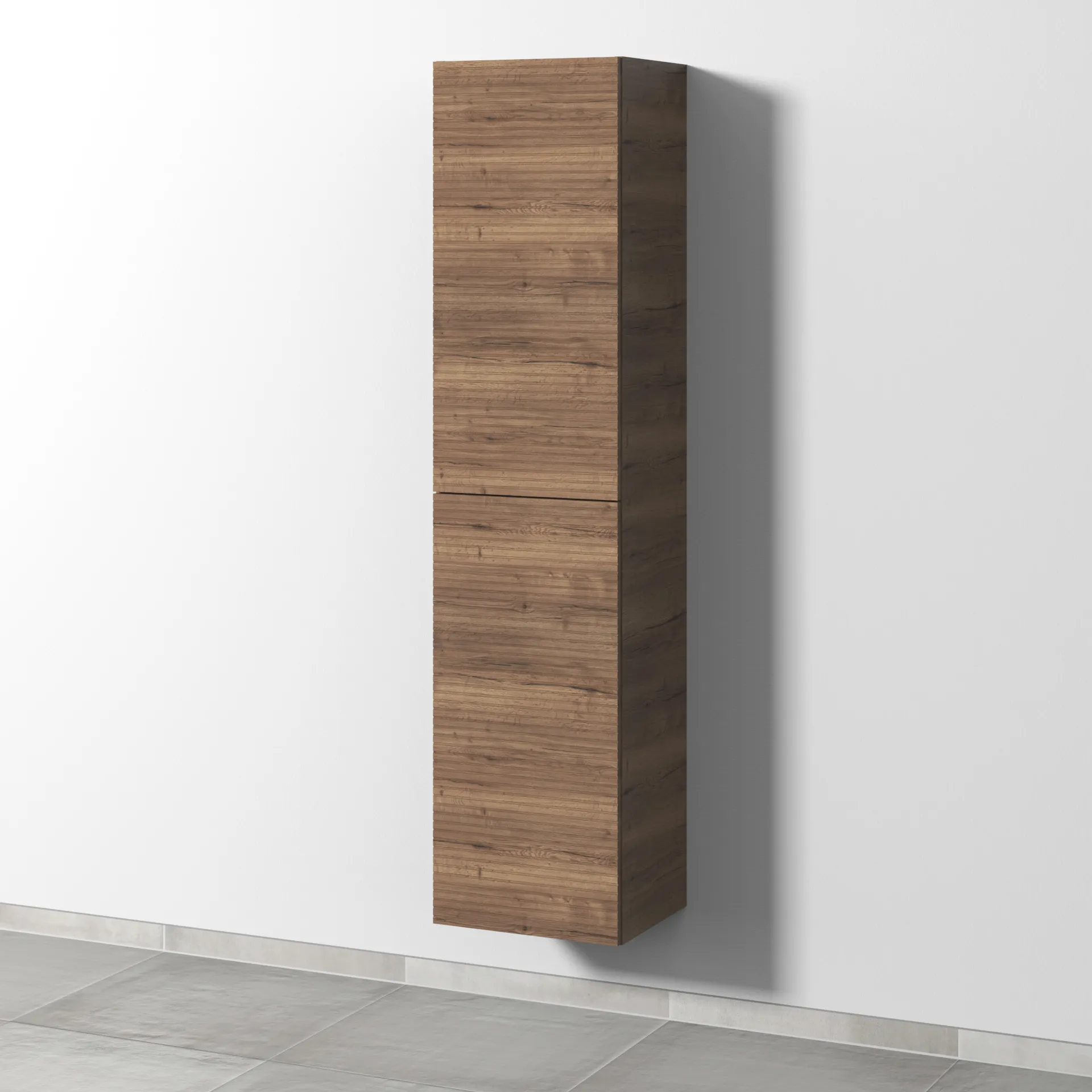 Sanipa Hochschrank „3way“ Struktur 400 × 1700 × 345 mm Anschlag links, in Eiche Tabak, Anschlag links
