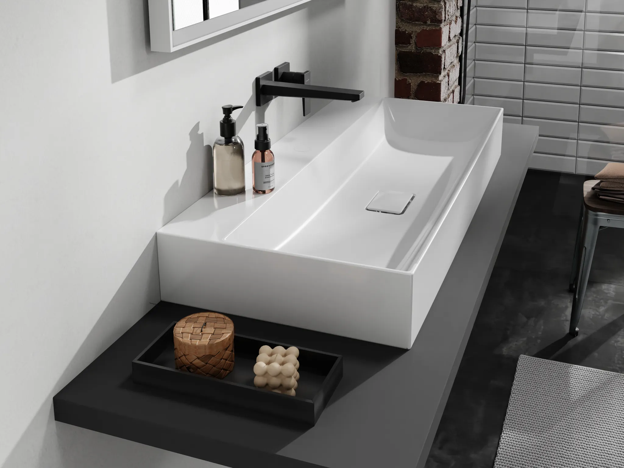 Hansgrohe Xevolos E Aufsatzwaschtisch geschliffen, Weiß Hansgrohe Xevolos E Aufsatzwaschtisch geschliffen, Weiß