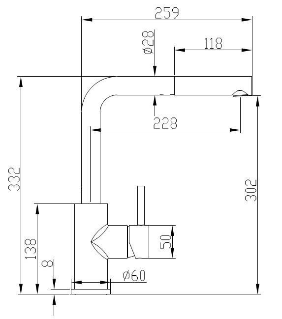 Spültisch-Einhandbatterie AqvaKitchen - herausziehbarer Auslauf - schwenkbarer Auslauf - Kartusche mit keramischen Dichtscheiben - Heisswassersperre - Wassermengendurchflussregulierung - flexible Druckschläuche 3/8", DVGW W270 - chrom