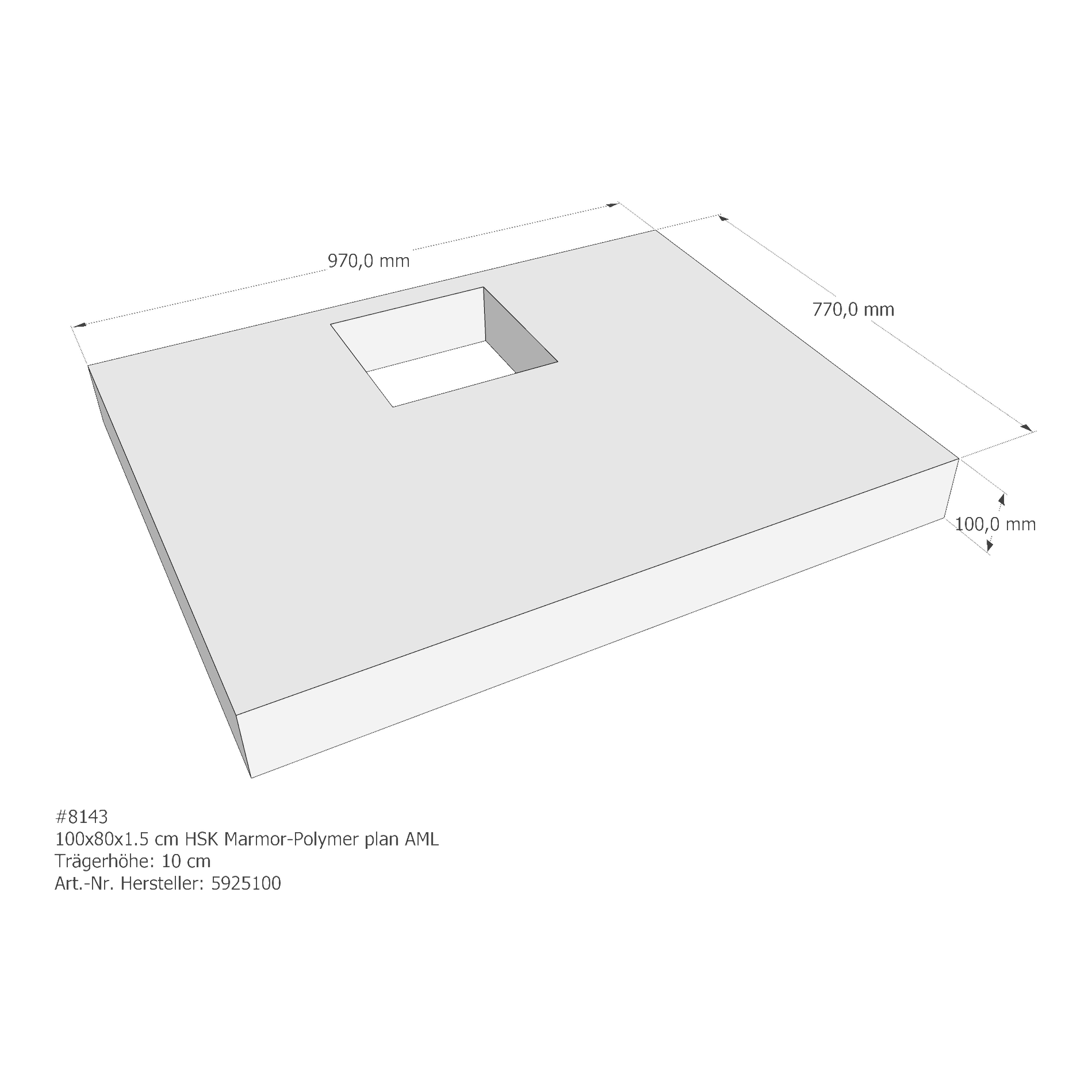 Duschwannenträger HSK Marmor-Polymer plan 100x80x1,5 cm AML