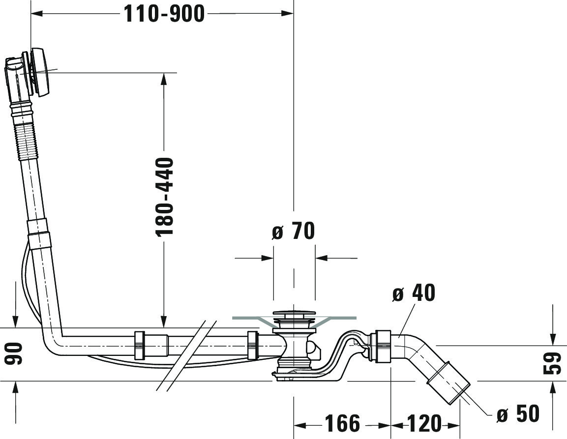 Duravit Ab- und Überlaufgarnitur für Badewannen Modell 792210