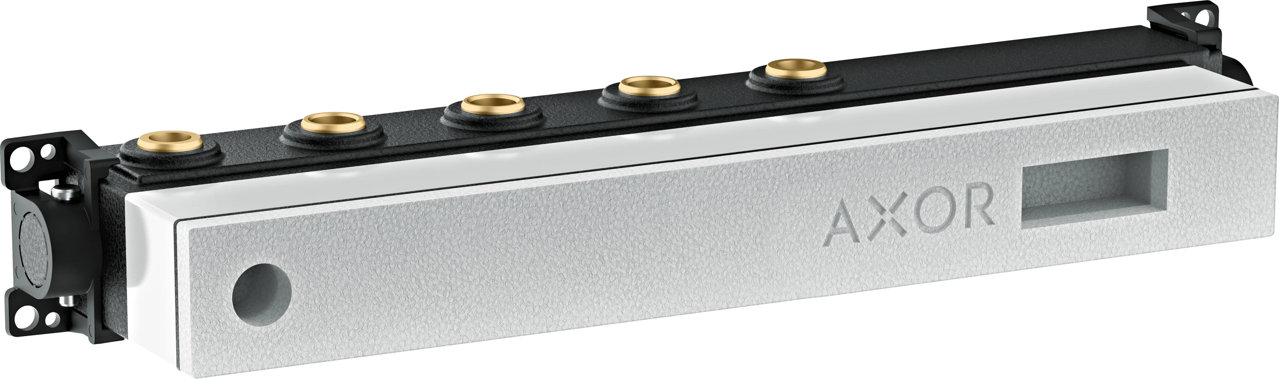Hansgrohe AXOR Thermostatmodul Select - Grundkörper für 3 Verbraucher, Anschlussgewinde Rp 3/4, Anschlussgröße DN15/DN20, horizontale Montage, schallentkoppelt, Einbautiefe 92–120 mm