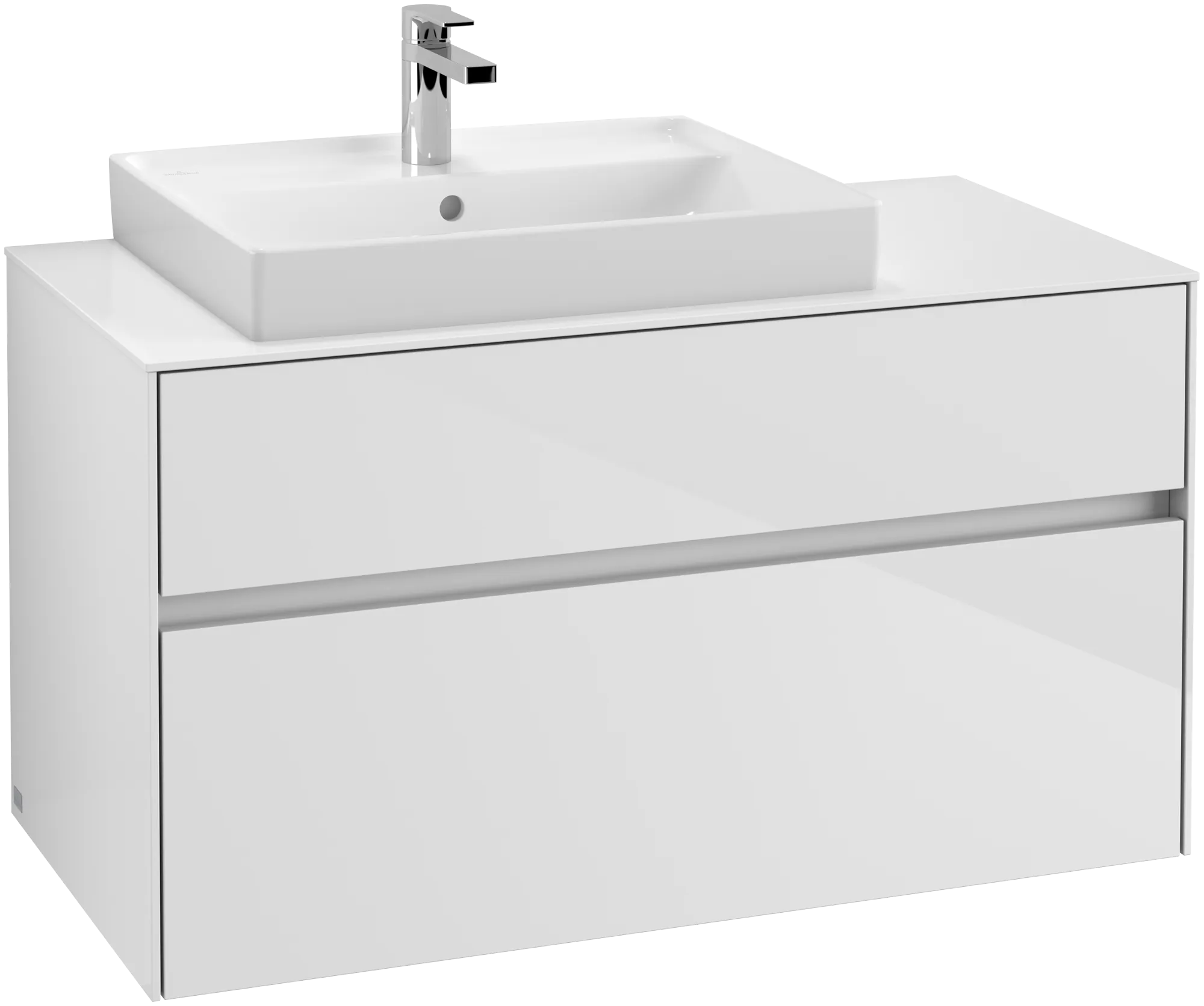 Villeroy & Boch Waschtischunterschrank „Collaro“ 1000 × 548 × 500 mm Glossy White, ohne Beleuchtung, für Becken links