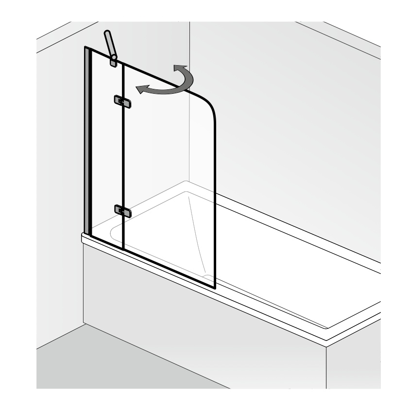 HSK teilgerahmte Badewannenaufsatz 2-teilig „Premium Softcube“ Glas Linea 02, Profile Chromoptik (Alu Hochglanz poliert), Scharniere Premium Softcube, H: 1400 mm HSK teilgerahmte Badewannenaufsatz 2-teilig „Premium Softcube“ Glas Linea 02, Profile Chromoptik (Alu Hochglanz poliert), Scharniere Premium Softcube, H: 1400 mm