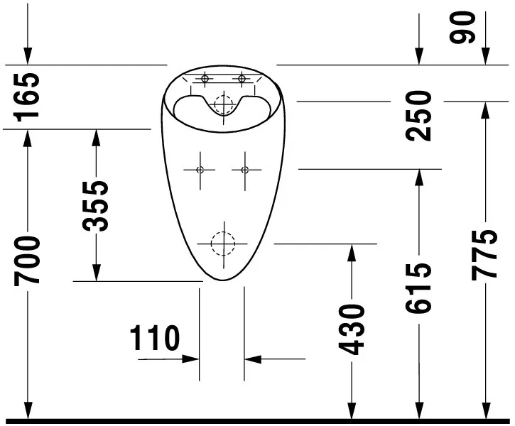 Urinal Starck 1, Zu- und Ablauf verdeckt absaugend, für Deckel, ohne Fliege, weiß Urinal Starck 1, Zu- und Ablauf verdeckt absaugend, für Deckel, ohne Fliege, weiß