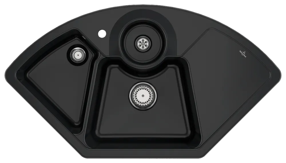 Villeroy & Boch Einbau-Küchenspülbecken „Solo Eck“ 1075 × 600 × 205 mm, Hahnlochposition links in Pure Black