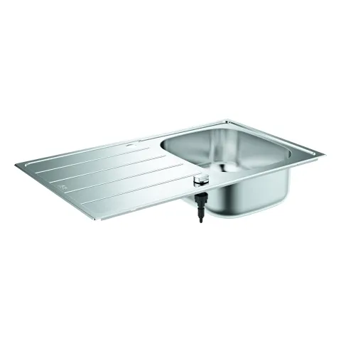 Edelstahlspüle K200 31552_1, mit Abtropffläche, Modell: K200 45-S 86/50 1.0 rev, Montageart: aufliegend, Maße: 860 x 500 mm, 1 Becken: 350 x 400 x 160 mm, edelstahl Edelstahlspüle K200 31552_1, mit Abtropffläche, Modell: K200 45-S 86/50 1.0 rev, Montageart: aufliegend, Maße: 860 x 500 mm, 1 Becken: 350 x 400 x 160 mm, edelstahl