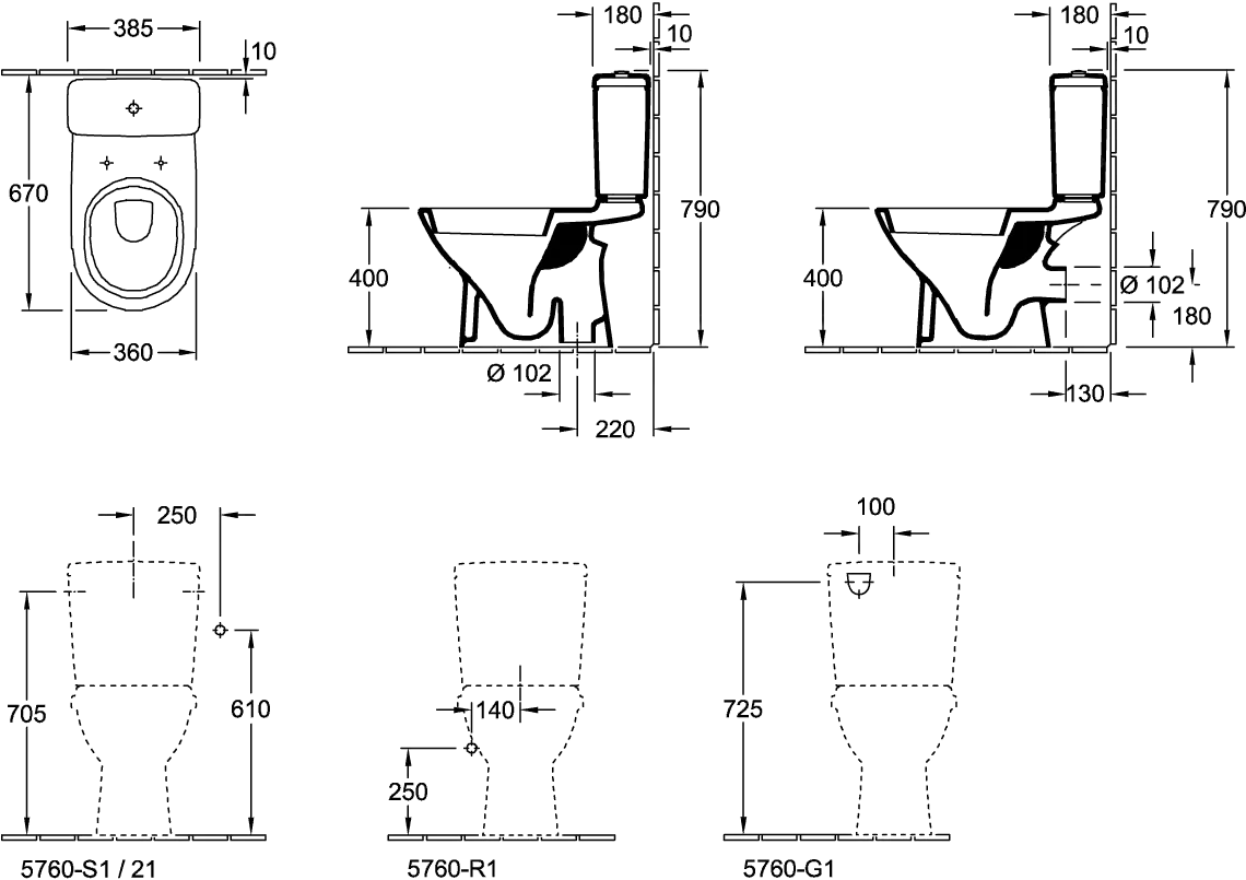 Tiefspül-WC für Kombination O.novo 566110, 360 x 650 x 400 mm, Oval, bodenstehend, Abgang waagerecht, Weiß Alpin