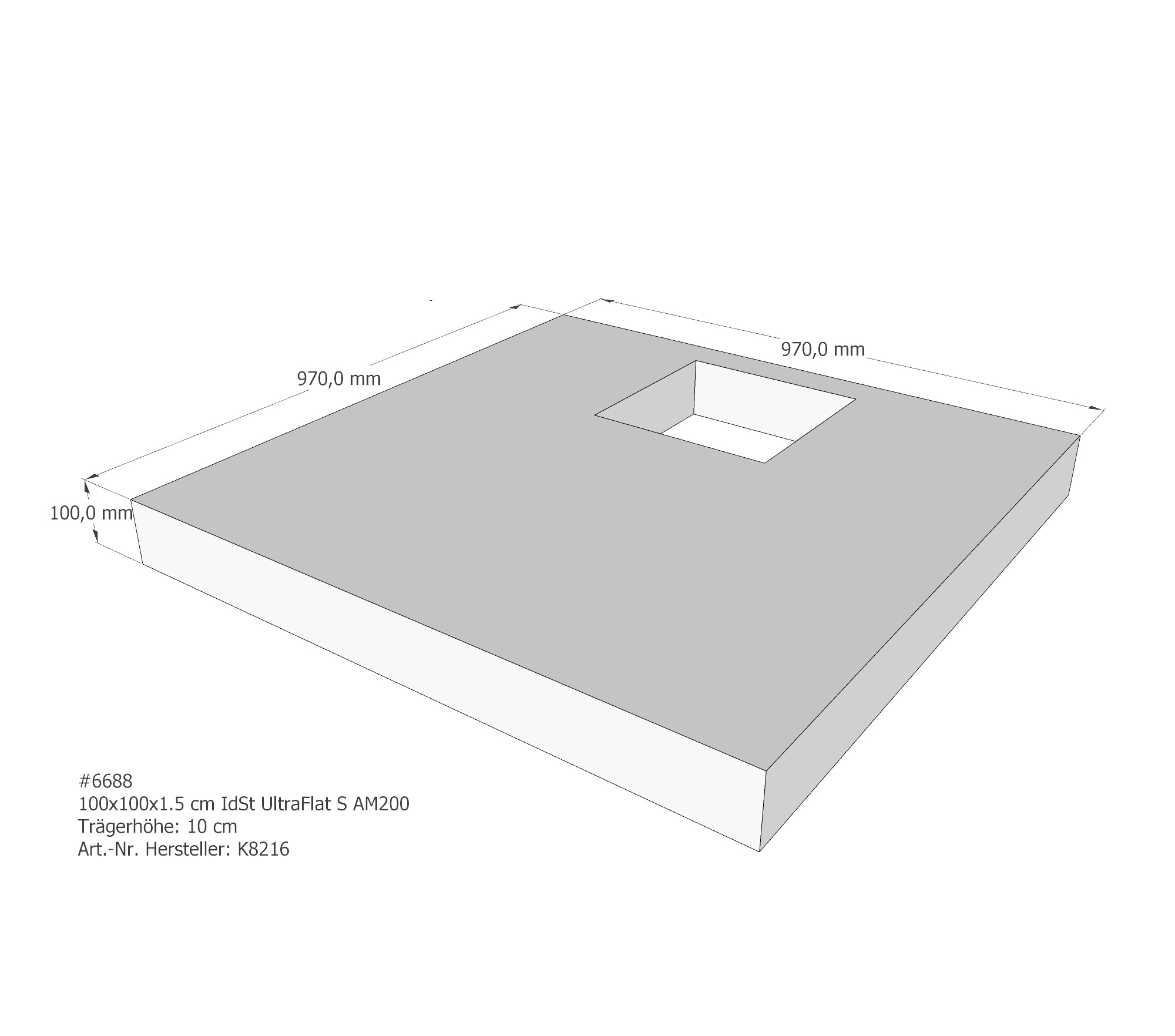 Duschwannenträger für Ideal Standard Ultra Flat S 100 × 100 × 1,5 cm