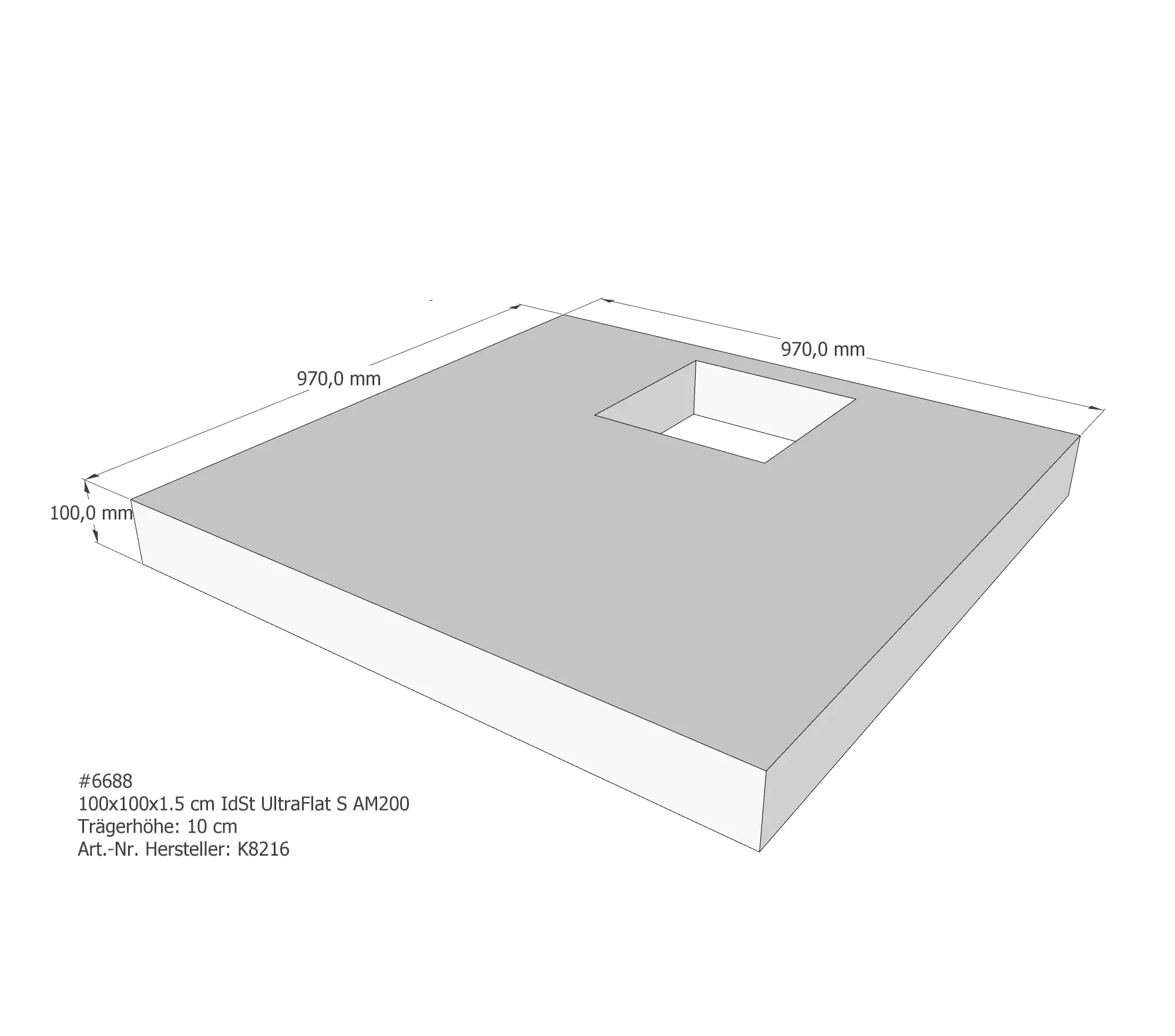 Duschwannenträger für Ideal Standard Ultra Flat S 100 × 100 × 1,5 cm
