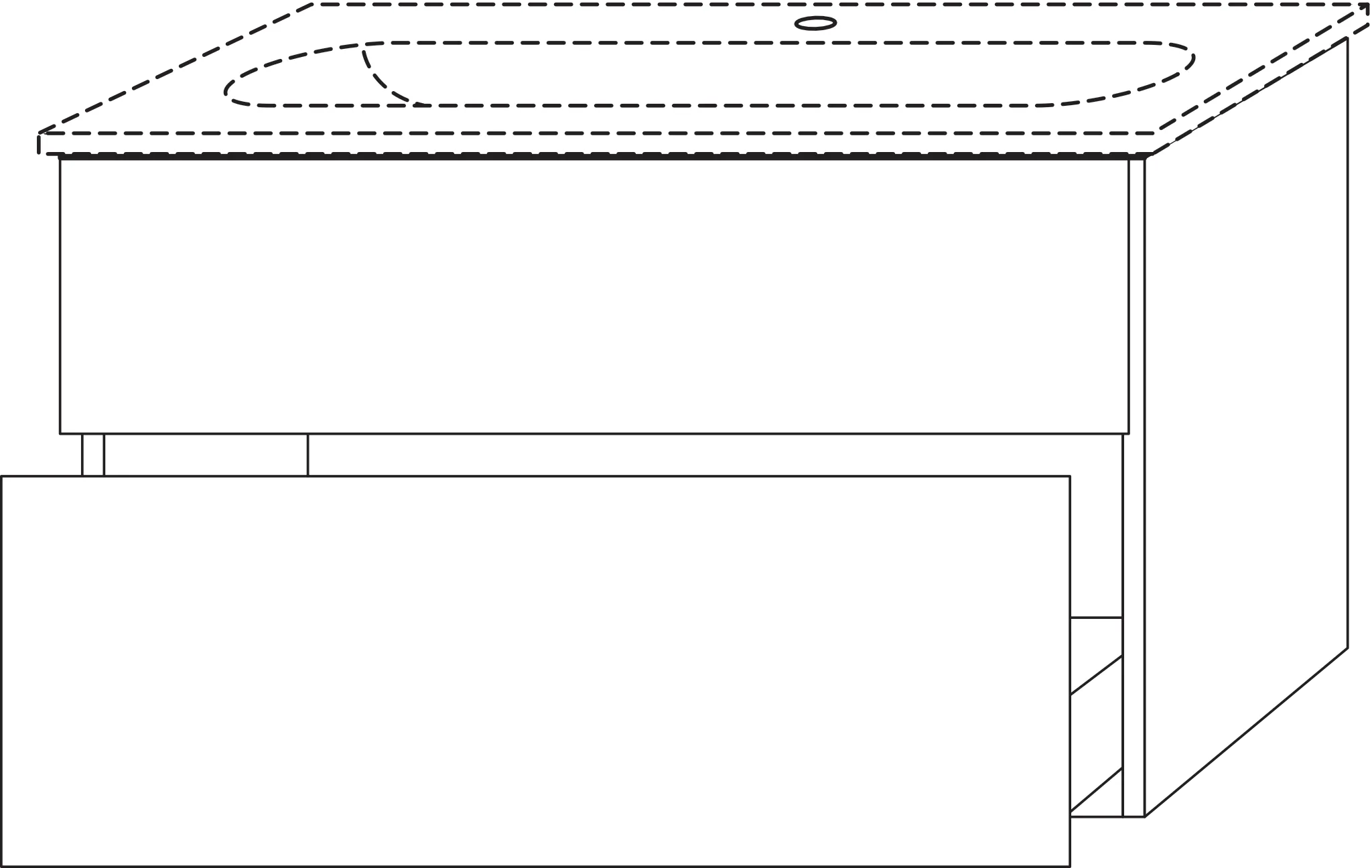 Waschtischunterbau mit Auszügen 3way (BP410) 582x580x467 Graphit-Matt