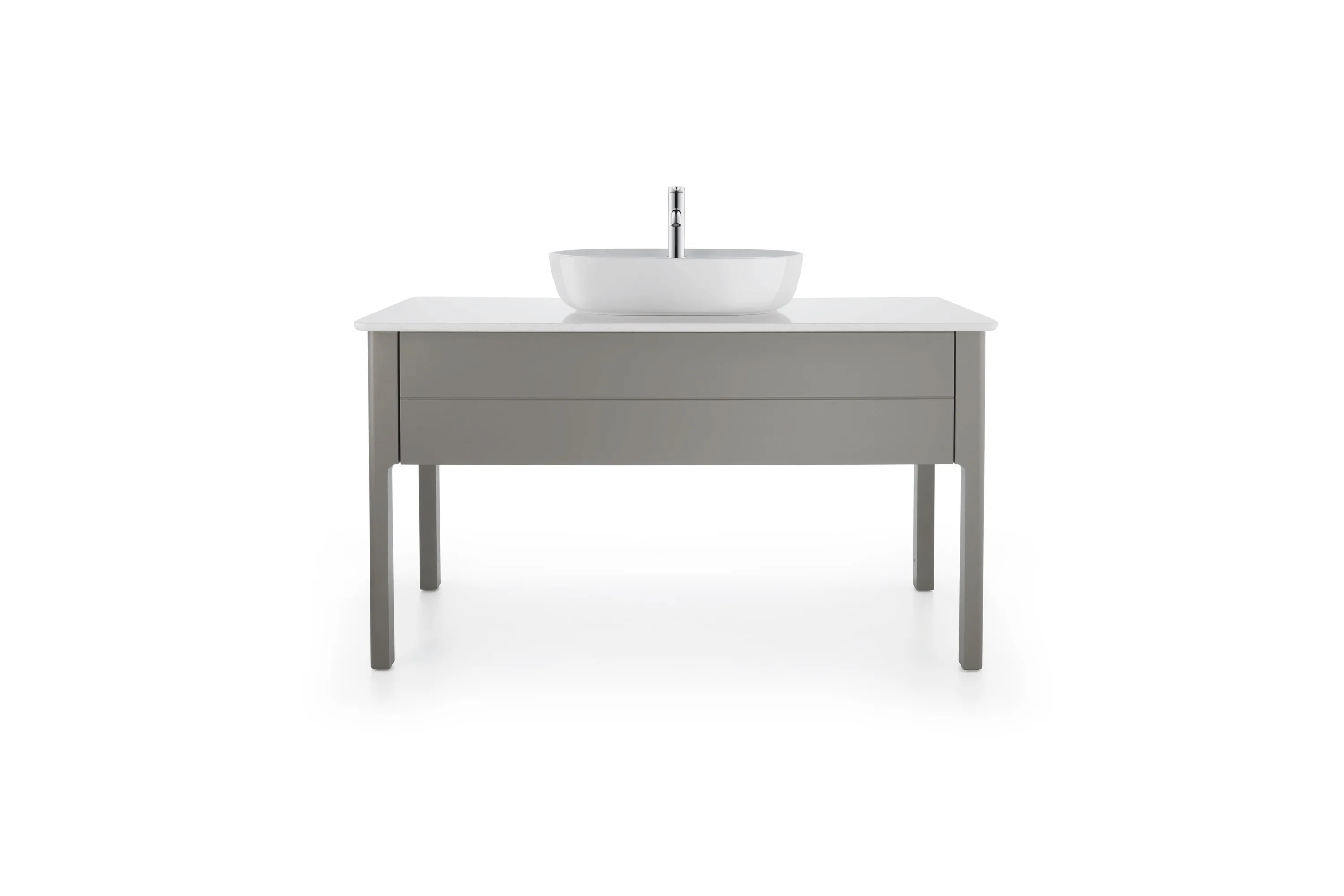 Duravit Waschtischunterschrank bodenstehend „Luv“ 133,8 × 74,3 × 57 cm Becken: mittig / Front- & Korpusfarbe: Steingrau Seidenmatt / Größe: 133,8 × 57 × 74,3 cm / Schubladen: 1 Duravit Waschtischunterschrank bodenstehend „Luv“ 133,8 × 74,3 × 57 cm Becken: mittig / Front- & Korpusfarbe: Steingrau Seidenmatt / Größe: 133,8 × 57 × 74,3 cm / Schubladen: 1