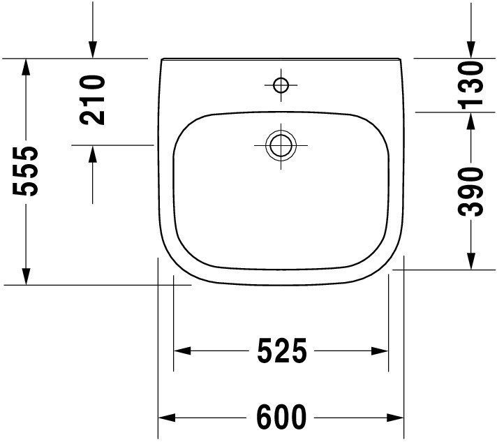 Waschtisch Vital Med „D-Code“, Form rechteckig 60 × 55,5 cm 