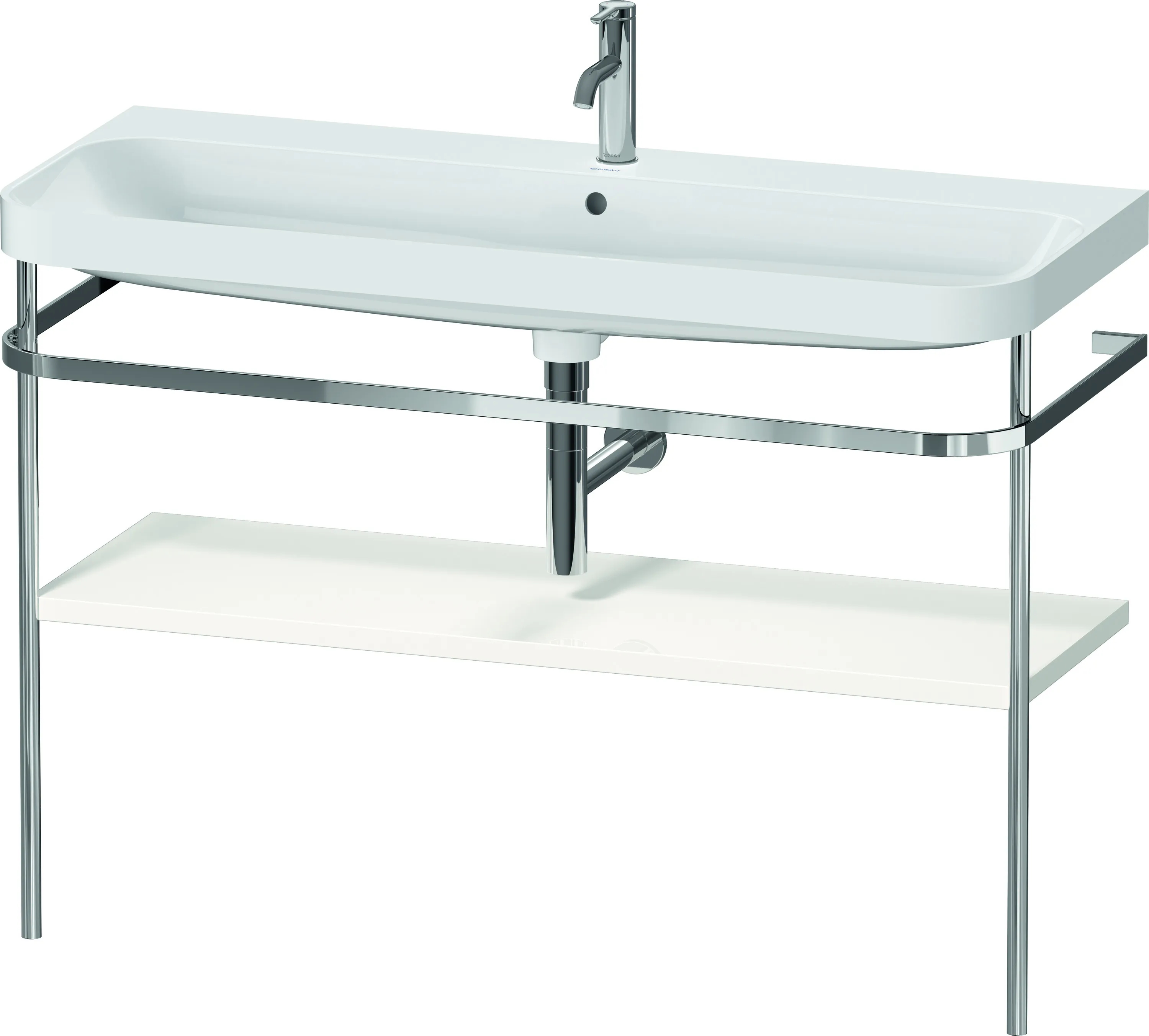 Duravit Waschtischunterschrank c-shaped Set mit Metallkonsole „Happy D.2 Plus“ 117,5 × 85 × 49 cm in Weiß Hochglanz