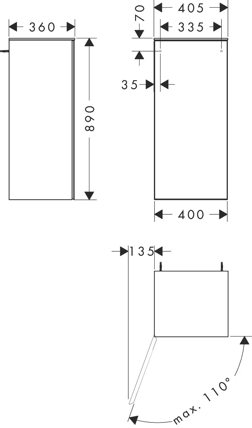 Xevolos E Halbhochschrank Schiefergrau Matt 400/360, Türanschlag links Bronze Struktur