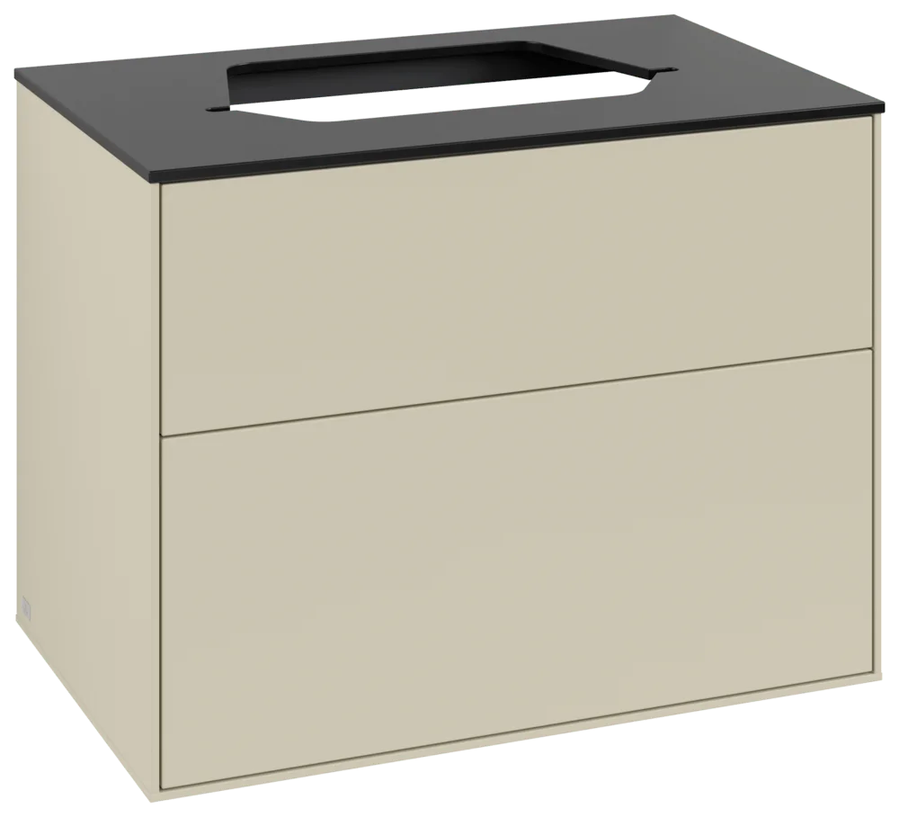 Villeroy & Boch Finion Waschbeckenunterschrank G34, 800 x 603 x 501 mm, Silk Grey Matt Lacquer / Glass Black Matt Villeroy & Boch Finion Waschbeckenunterschrank G34, 800 x 603 x 501 mm, Silk Grey Matt Lacquer / Glass Black Matt