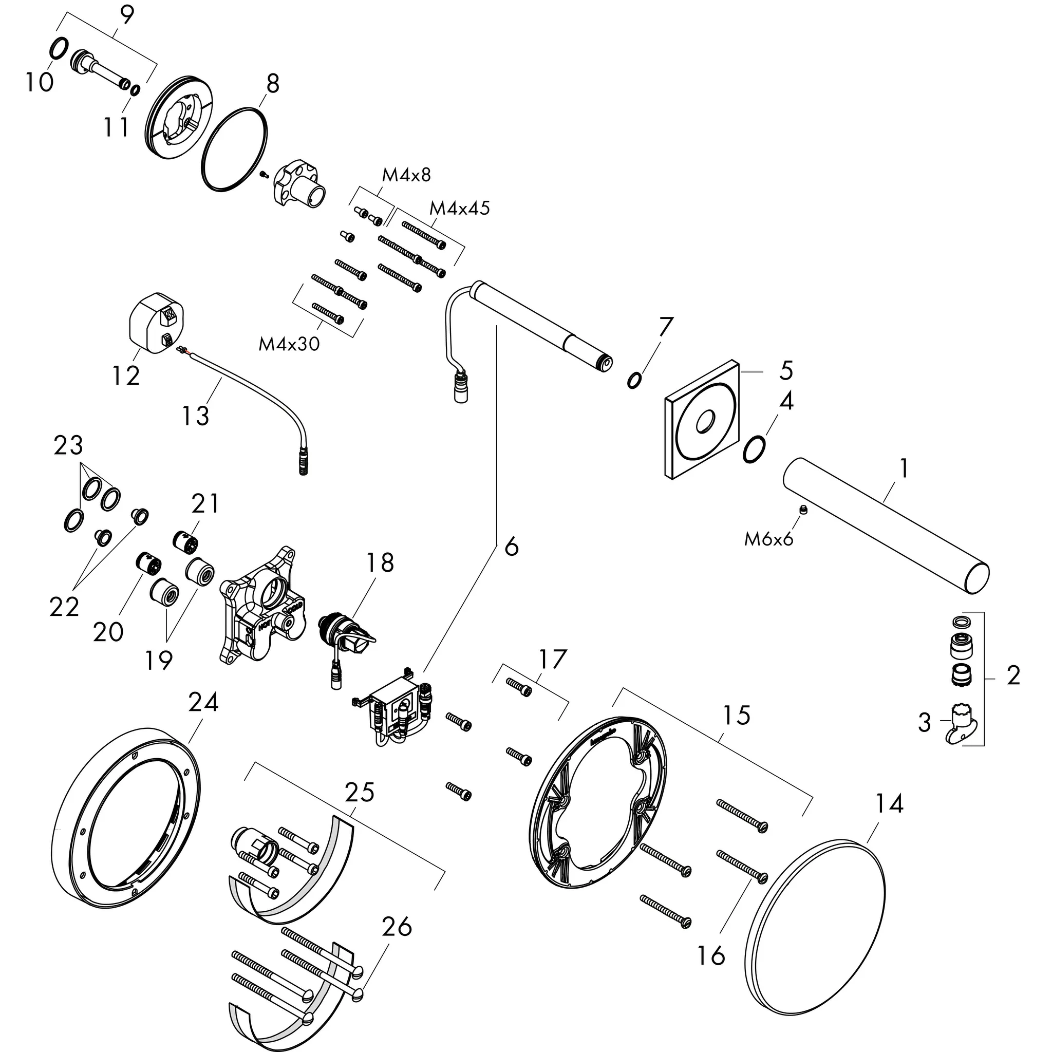 Waschtischmischer Unterputz Axor Uno Elektronik langer Auslauf chrom