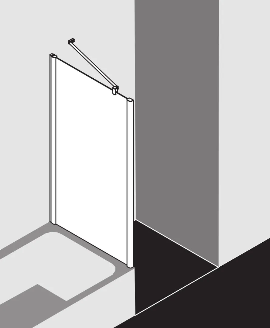 Kermi verkürzte Seitenwand auf Badewanne für Ecke „PEGA“ Glas Klar, Profile Silber Hochglanz, BV: 675 - 700 mm WE: 675 - 700 mm H: 1600 mm