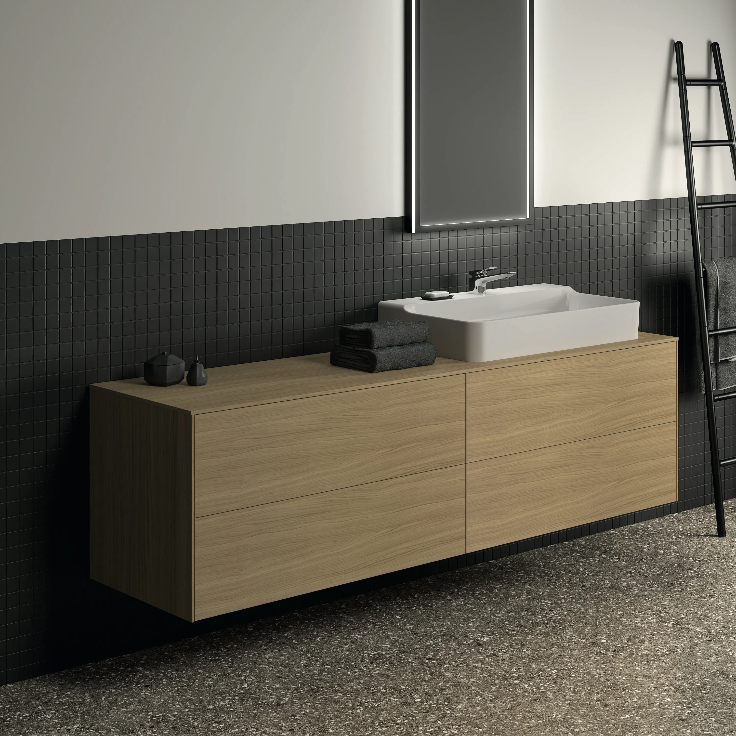 Ideal Standard Waschtischunterschrank „Conca“ 198,7 × 55 × 50,5 cm Eiche hell Furnier