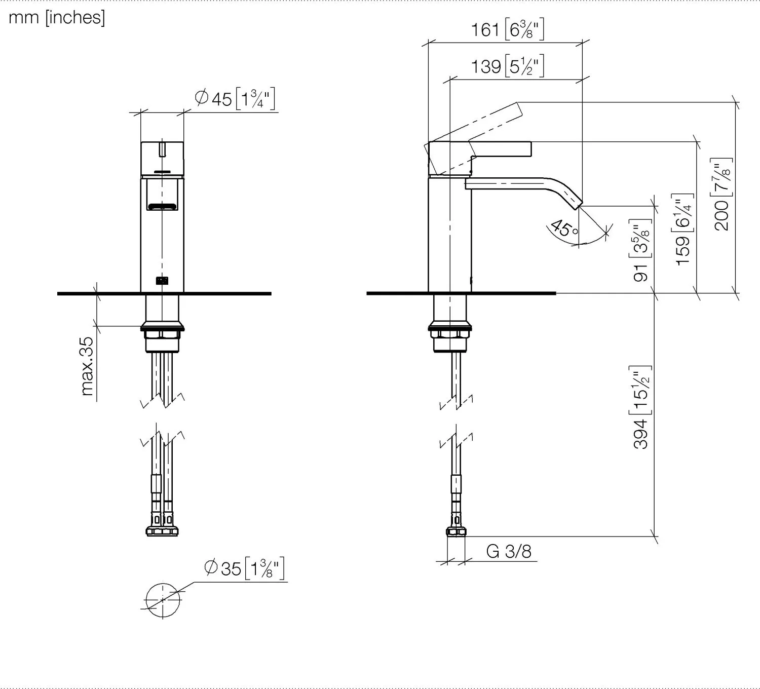 Dornbracht IMO Waschtisch-Einhandbatterie Chrom gebürstet, Ausladung 135 mm, Armaturenhöhe 158 mm, Bohrungsdurchmesser 35 mm Dornbracht IMO Waschtisch-Einhandbatterie Chrom gebürstet, Ausladung 135 mm, Armaturenhöhe 158 mm, Bohrungsdurchmesser 35 mm