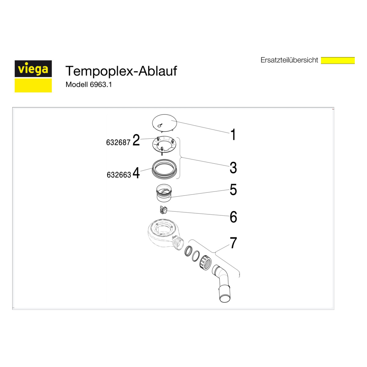 Set-Ablaufgarnitur mit Ablaufabdeckung Tempoplex Duschwannen Ablaufgarnitur, extraflach (60 mm) 6963.1