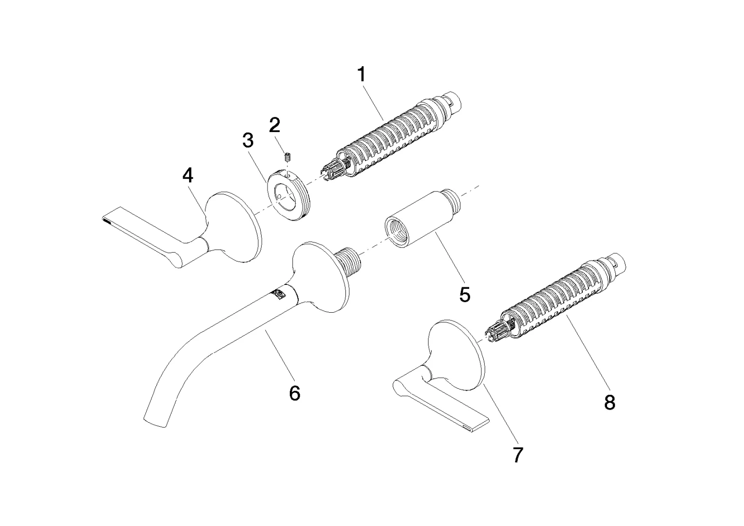 Waschtisch-Wandbatterie ohne Ablaufgarnitur VAIA Chrom 36712819