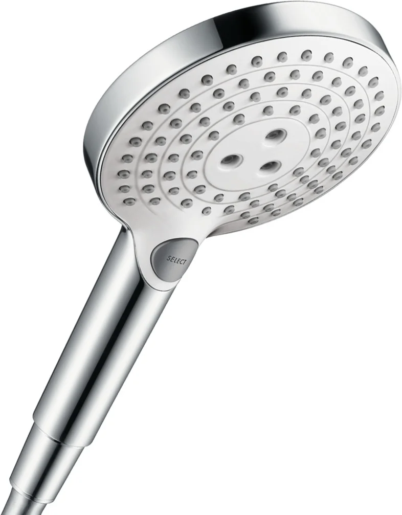 Hansgrohe Handbrause Raindance Select S EcoSmart Chrom, 125 mm Brausekopfgröße, 3 Strahlarten (Rain, RainAir, Whirl), QuickClean, max. Durchfluss 8,5 l/min bei 3 bar