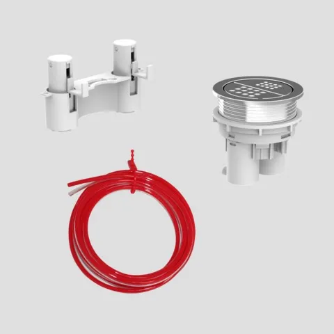 WC-Betätigung 2V pneumatisch, Möbellösung, rund, chrom WC-Betätigung 2V pneumatisch, Möbellösung, rund, chrom