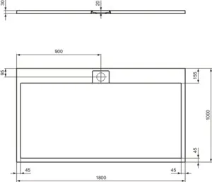 Ideal Standard Duschwanne „UltraFlatSi.life“ 100 × 180 cm in Quarzgrau