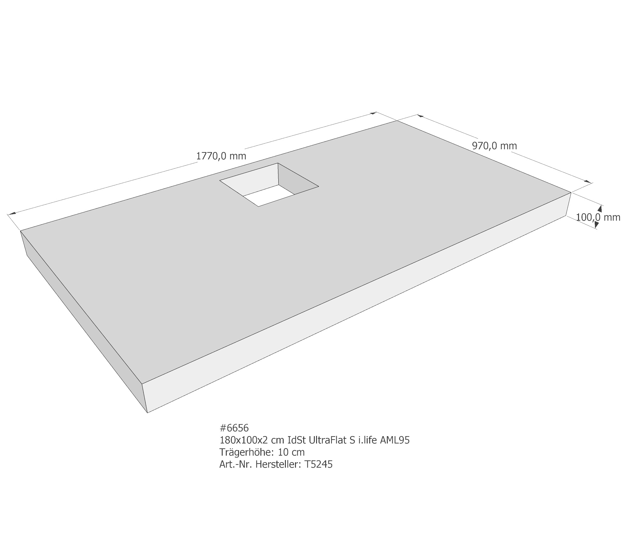 Duschwannenträger für Ideal Standard Ultra Flat S i.life 180 × 100 × 2 cm