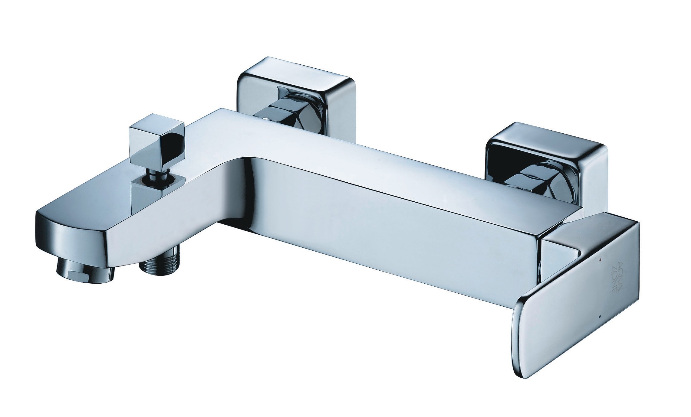 Wannenfüll- und Brause-Einhandbatterie AqvaDesign - eckig - S-Anschlüsse mit Rosetten - automatische Umstellung - eigensicher - Kartusche mit keramischen Dichtscheiben - Heisswassersperre - Wassermengendurchflussregulierung - chrom Wannenfüll- und Brause-Einhandbatterie AqvaDesign - eckig - S-Anschlüsse mit Rosetten - automatische Umstellung - eigensicher - Kartusche mit keramischen Dichtscheiben - Heisswassersperre - Wassermengendurchflussregulierung - chrom