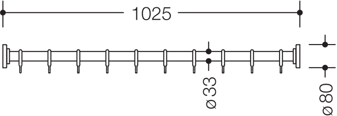 HEWI Duschvorhangstange „Serie 801“ 8 × 102,5 cm