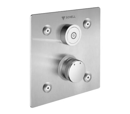 Unterputz-Dusche LINUS Basic D-C-M, Mischwasser, Frontplatte, IP65 (CVD-Touch-Elektronik), Frontplatte Edelstahl gebürstet