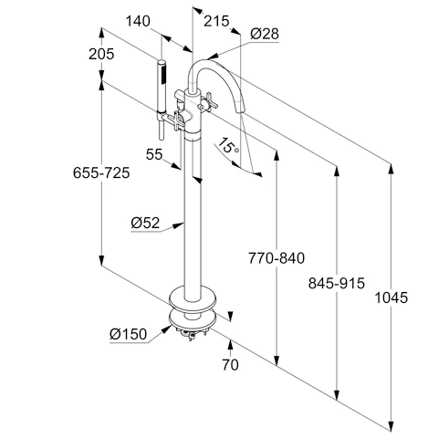 NOVA FONTE CLASSIC Freistehende Wannenarmatur chrom NOVA FONTE CLASSIC Freistehende Wannenarmatur chrom
