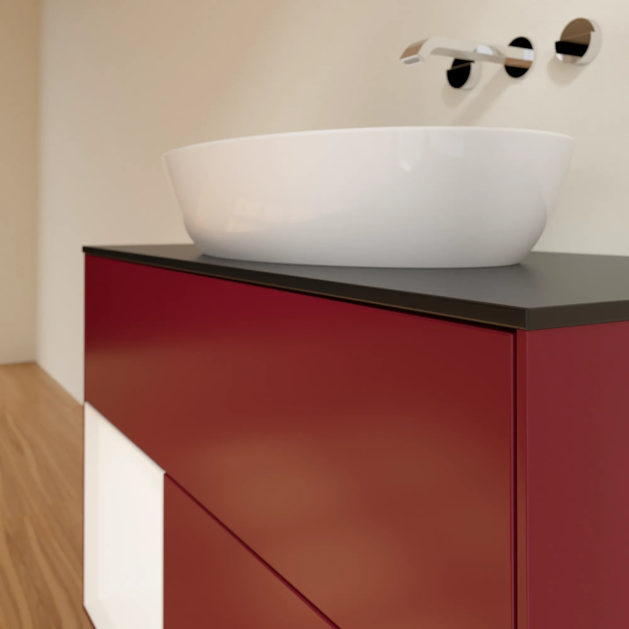 Villeroy & Boch Waschtischunterschrank „Finion“ für Schrankwaschtisch 1000 × 603 × 501 mm Peony Matt Lacquer, für Becken mittig, ohne Hahnlochbohrung