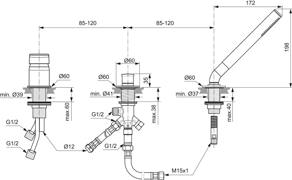 Einhand-Wannenarmatur „TonicII“ Ausladung 222 mm