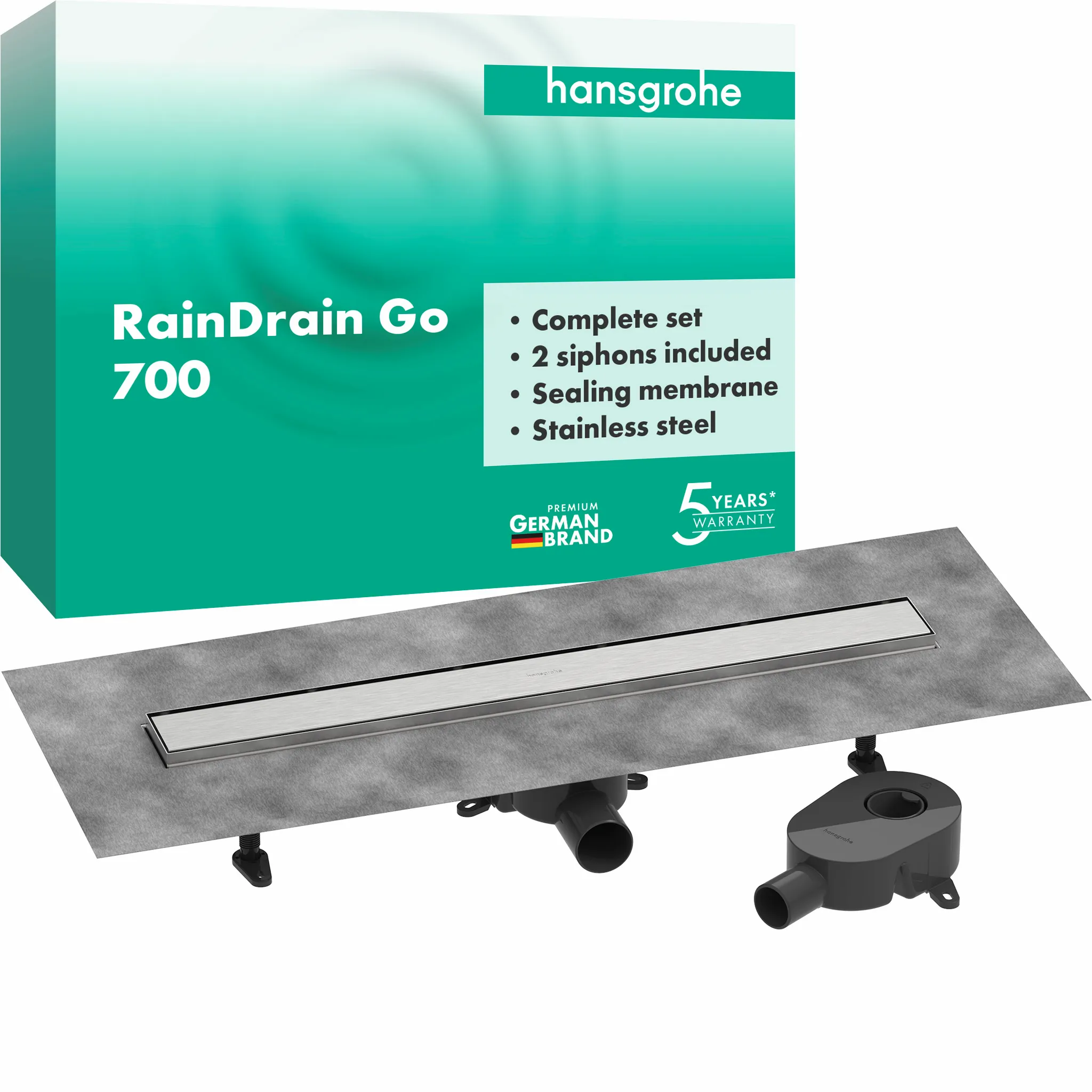 Hansgrohe RainDrain Go Komplettset Duschrinne 700 rückseitig befliesbar Hansgrohe RainDrain Go Komplettset Duschrinne 700 rückseitig befliesbar