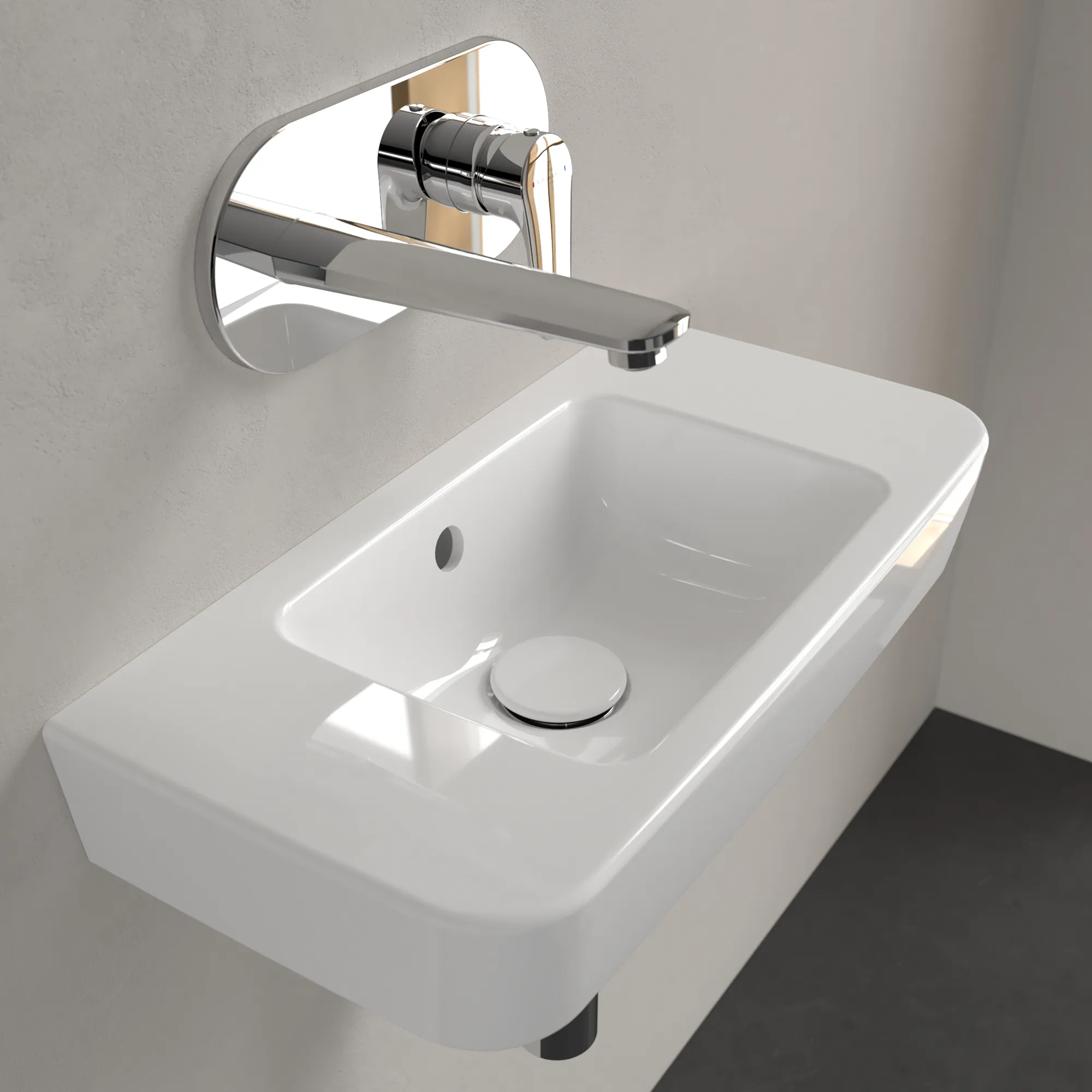 Villeroy & Boch Handwaschbecken „O.novo“ Compact 500 × 250 × 145 mm, für Becken mittig, ohne Hahnlochbohrung in Weiß Alpin Villeroy & Boch Handwaschbecken „O.novo“ Compact 500 × 250 × 145 mm, für Becken mittig, ohne Hahnlochbohrung in Weiß Alpin