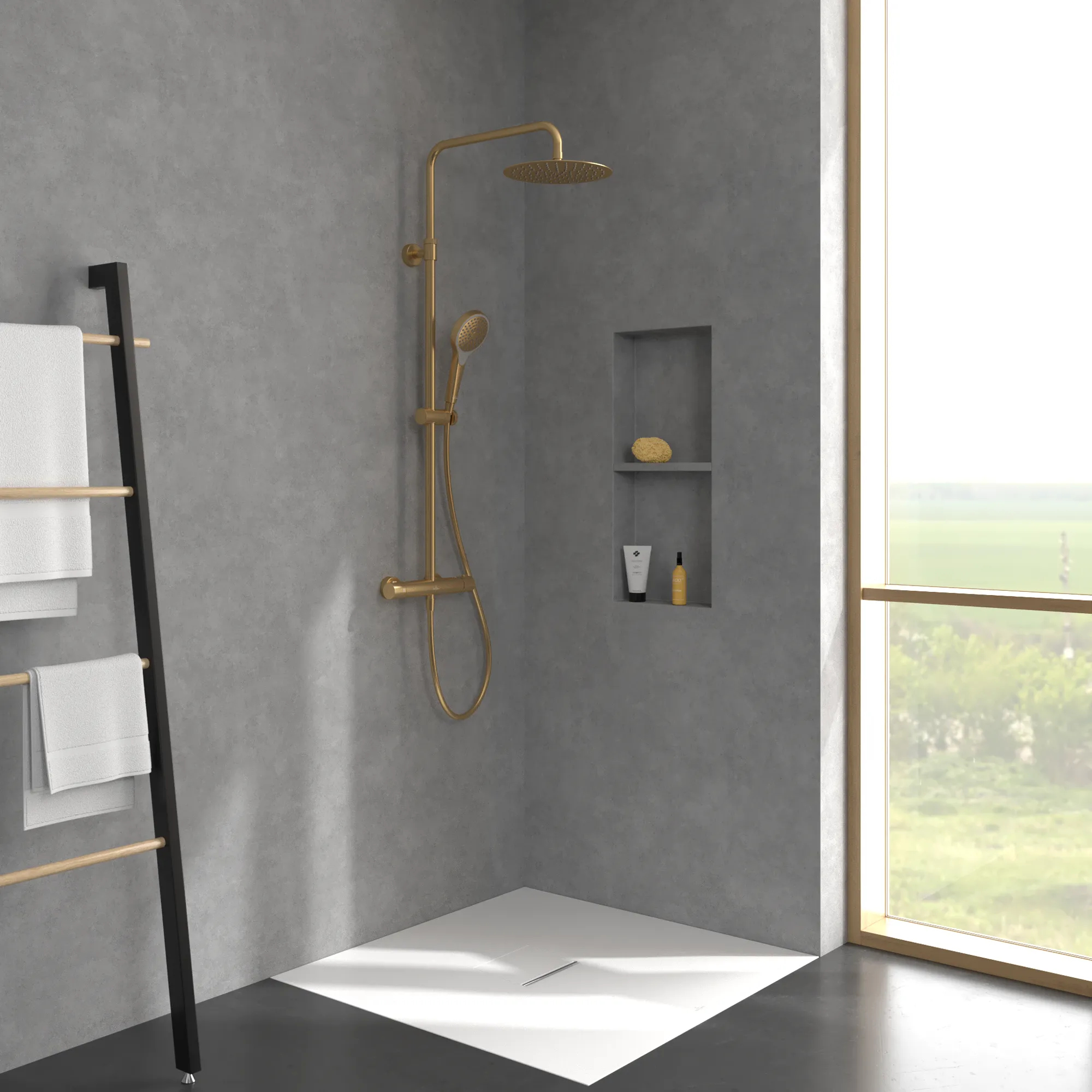 Gleitstangekombination „Verve Showers“, Befestigung verdeckt 47,2 cm in Brushed Gold