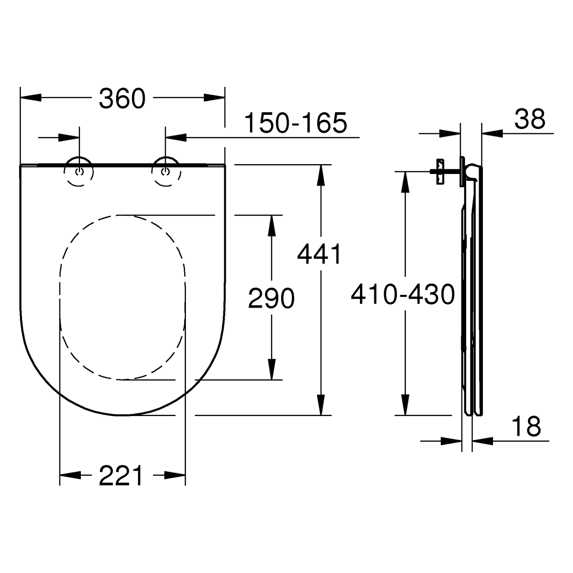 GROHE WC-Sitz Bau Keramik 39913, mit Deckel, Soft Close, flaches Design, werkzeuglos abnehmbar, aus Duroplast, alpinweiß