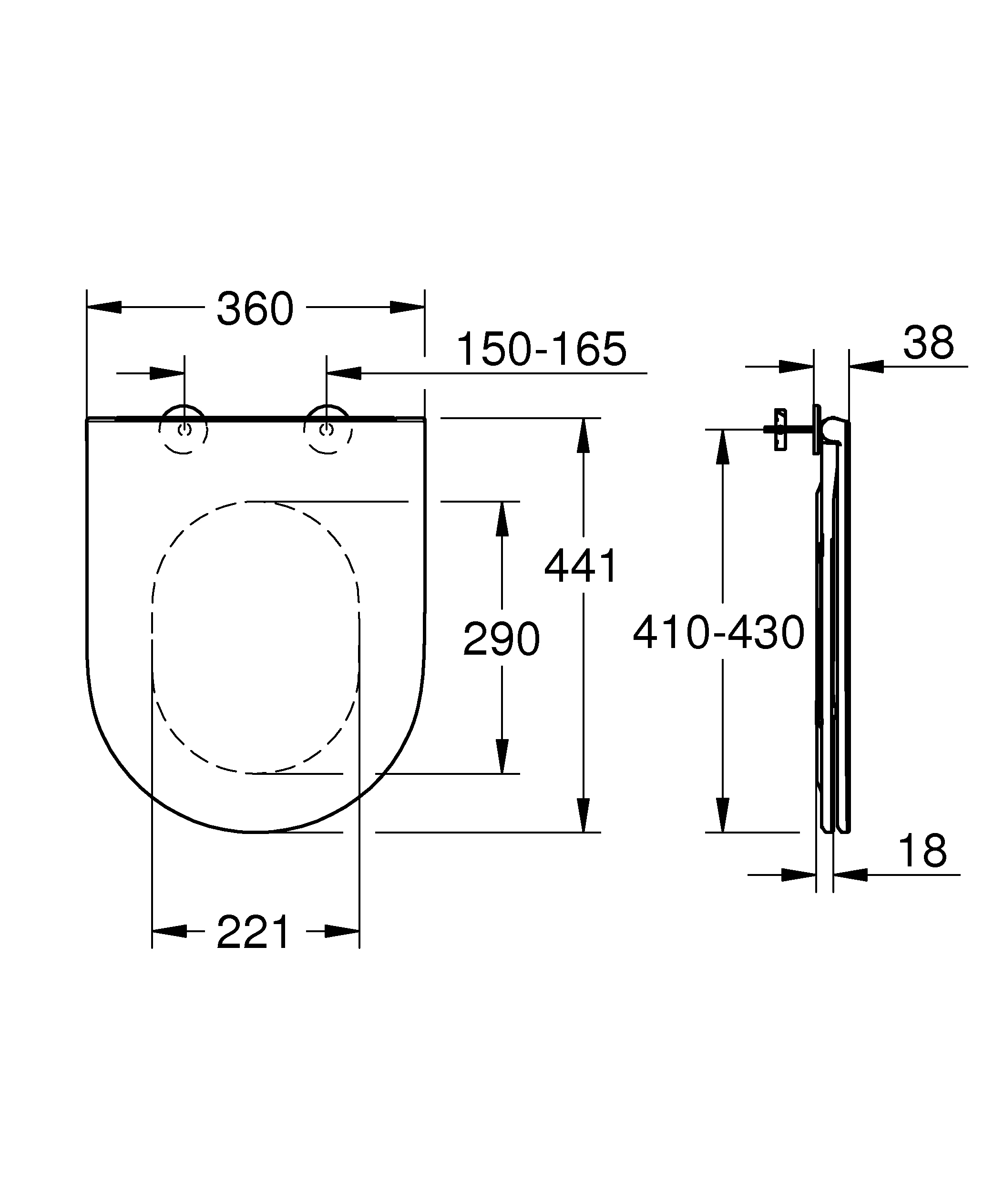 WC-Sitz Bau Keramik 39913, mit Deckel, Soft Close, flaches Design, werkzeuglos abnehmbar, aus Duroplast, alpinweiß