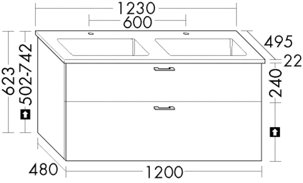 burgbad Badmöbelset „Sys30“ Stangengriff, Chrom (219 mm), in Sandstein Solid Matt burgbad Badmöbelset „Sys30“ Stangengriff, Chrom (219 mm), in Sandstein Solid Matt