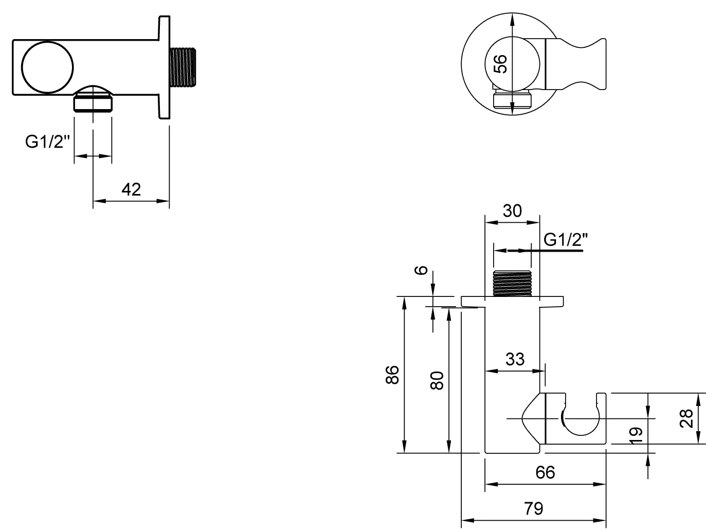 Halter für Handbrause TVC00046200061, Befestigung verdeckt 8,6 cm