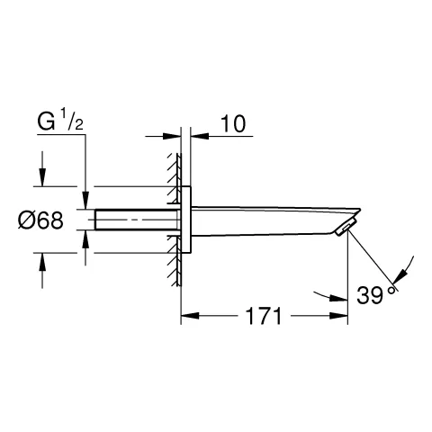 Wanneneinlauf Eurosmart 13448_3, Wandmontage, Außengewinde 1/2″, Ausladung 171 mm, matt black Wanneneinlauf Eurosmart 13448_3, Wandmontage, Außengewinde 1/2″, Ausladung 171 mm, matt black