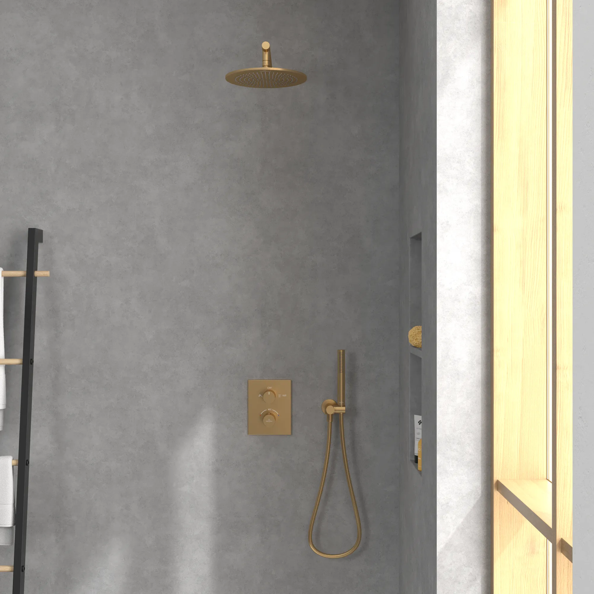 Villeroy & Boch Universal Showers Regenbrause, rund, Brushed Gold, 252 x 252 mm, Höhe 56 mm