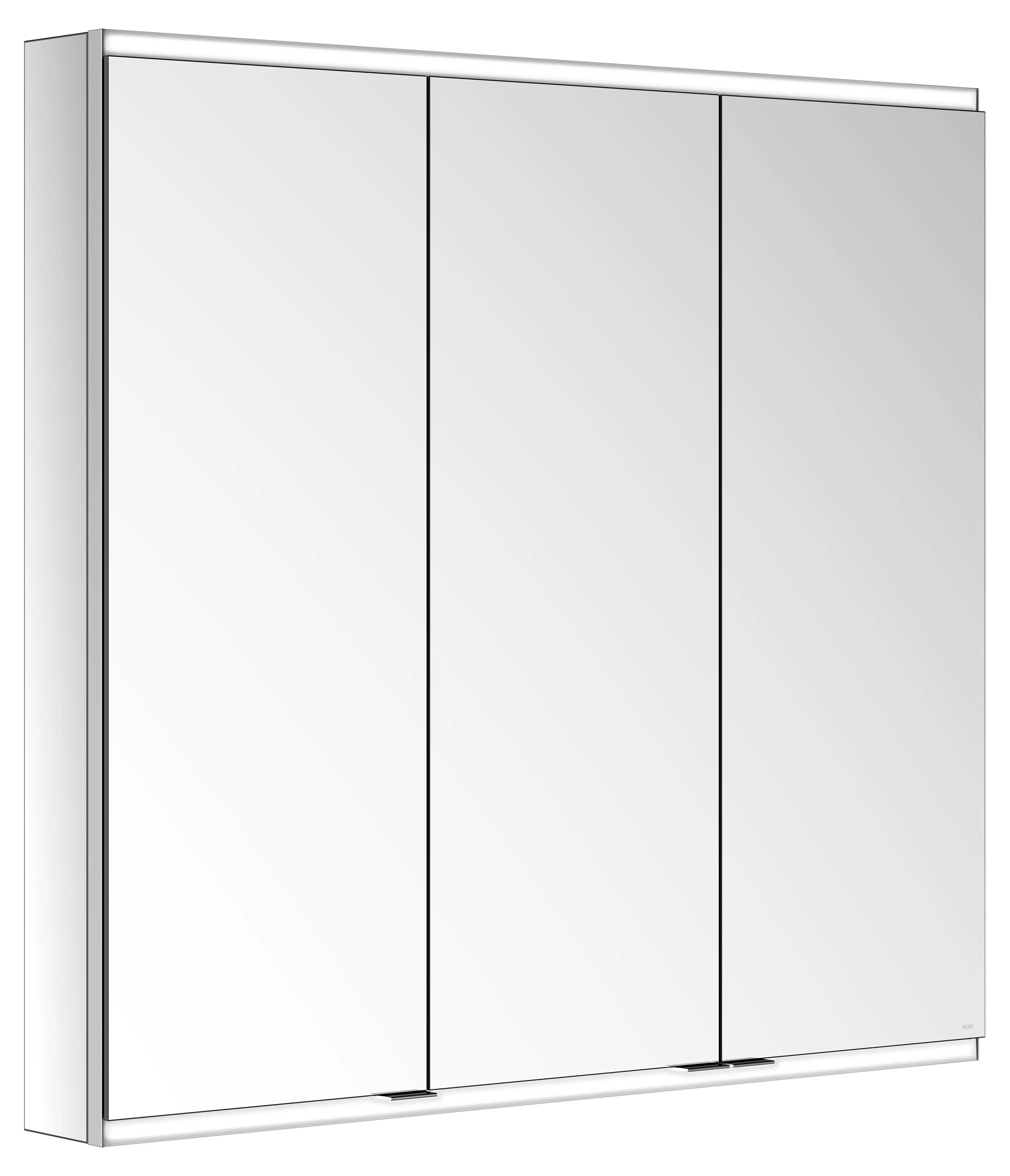 KEUCO Wandvorbau Spiegelschrank 3-türig „Royal Modular 2.0“ in Silber (eloxiert), Aufputz, mit Beleuchtung, mit Steckdose 1000 × 900 × 120 mm