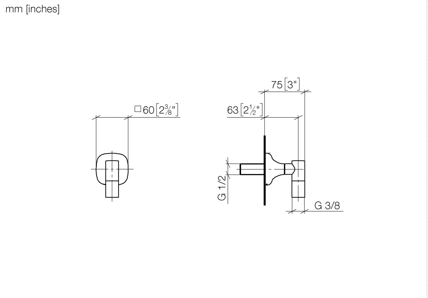 Dornbracht Wandanschlussbogen COYA Chrom, Brauseabgang 3/8", Rosette 60 x 60 mm, Anschluss 1/2"