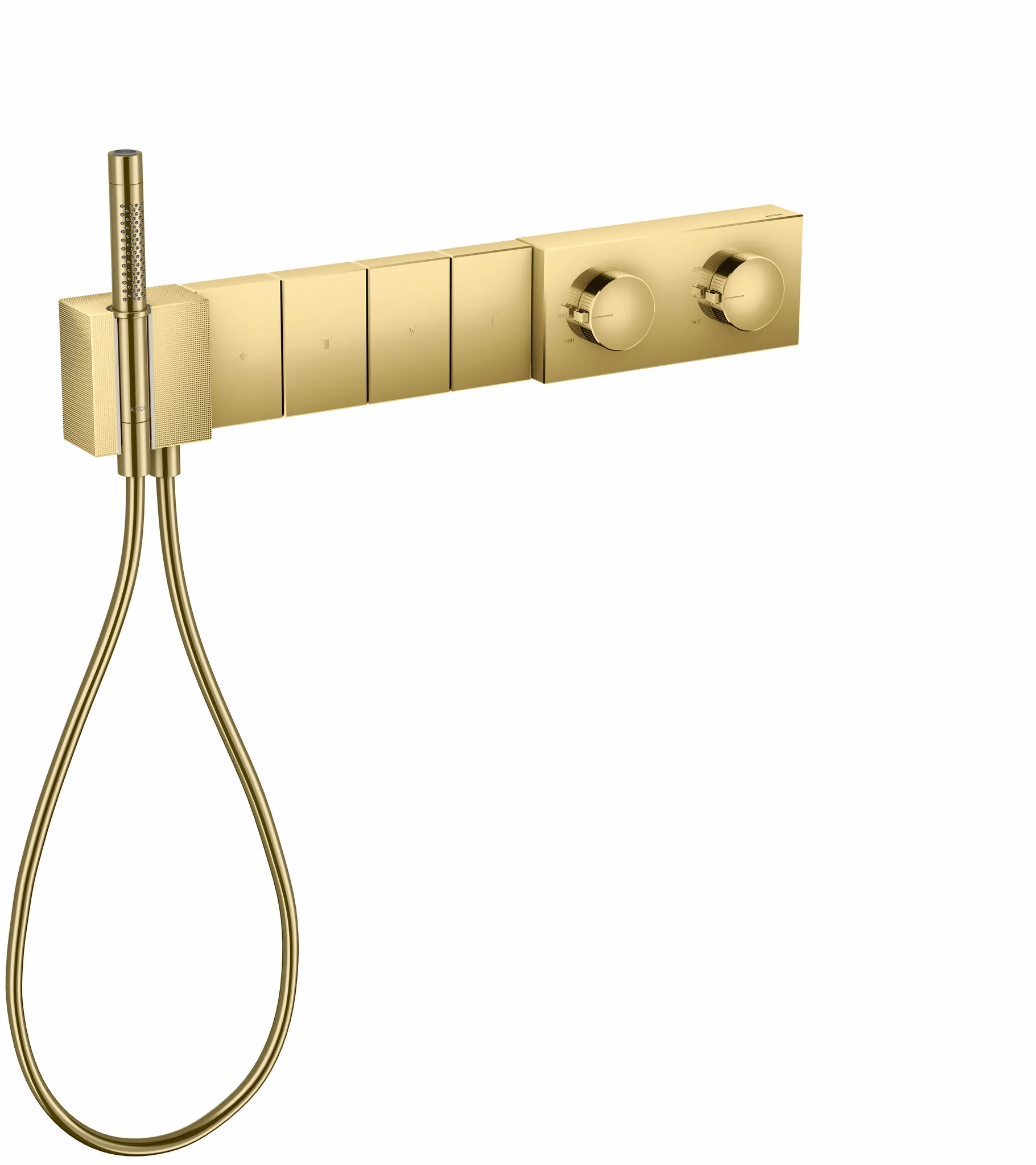 Hansgrohe AXOR Edge Thermostatmodul Select 610⁄100 Unterputz für 4 Verbraucher - Diamantschliff, Polished Gold Optic